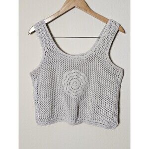 Jessica Simpson Crop Top Women Sz Large Sleeveless Crochet Knit Boho Cottageore